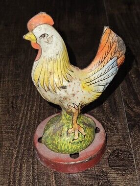 Vintage Wyandotte Tin Lithograph Chicken Toy